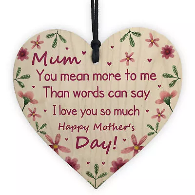 Mum Poem Gift For Mothers Day Wooden Heart Mum Gift From Daughter Son • £3.99