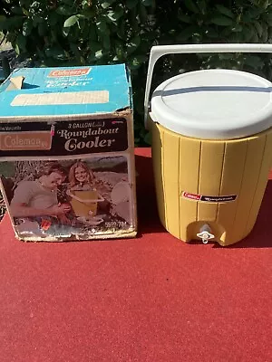 $59.99 • Buy Vtg Coleman 3 Gallon Roundabout Cooler & Water Jug In Box Camping Picnic Camper