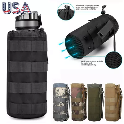 Tactical Molle Drawstring Water Bottle Pouch Sport Travel Water Bottle Pouch Bag • $5.99