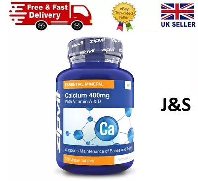 Calcium 400mg With Vitamins A & D. 120 Vegan Tablets. Strong Muscle Function • £8.89