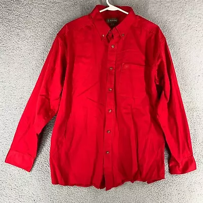 Ariat Shirt Mens XL Red Twill Western Rodeo Workwear Embroidered Logo • $26.99