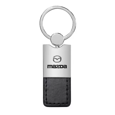 Mazda Black Leather And Chrome Duo Key Chain Key-Ring Keychain • $16.99