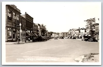 Mayville Wisconsin~Main St Ford Dealer~Faust Meats~May Hotel~Red Crown Gas~RPPC • $21