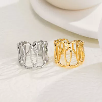 M&T Gold Plated Stainless Steel Open Ring Adjustable Ring 2 Colors JWYC70 • $2.90