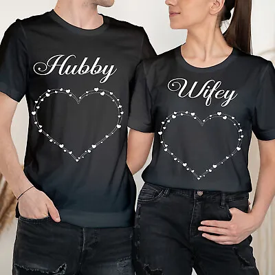 Hubby Wifey Happy Valentine's Day Love Goals Couple Love Matching T-Shirts#VD • £9.99