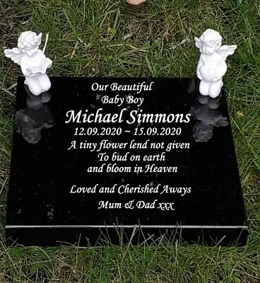 Personalised Solid Granite Memorial Grave Marker Plaque Stone Baby Boy Girl • £64.99