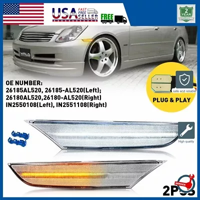 For 2003-2006 INFINITI G35 Sedan Base X LED Side Marker Light Car Lamp 2pcs/Set • $32.99