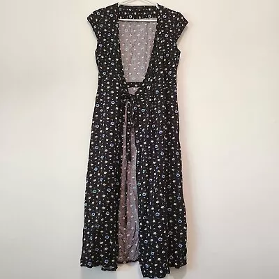 J. CREW Mercantile Easy Wrap Tie Summer Dress Black Floral Daisy Size XS • $9.89