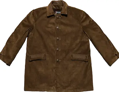 $65 • Buy Vintage JC Penneys Corduroy Jacket Mens 44 Towncraft Faux Fur Lined Long Brown