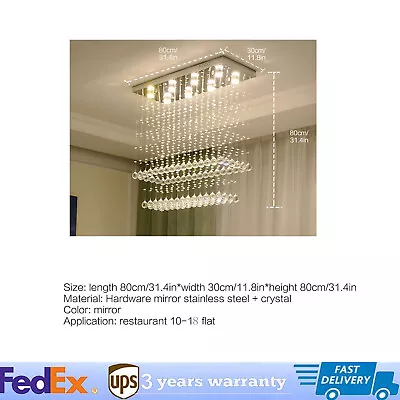 Modern Luxury Rectangular Raindrop K9 Crystal Chandelier Pendant Ceiling Light • $89.30