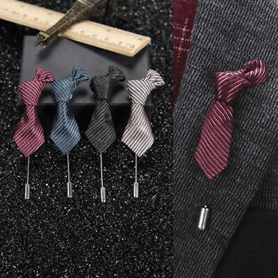 Tie Shape Suit Decor Stripe Brooch Pin Men Groomsman Charm Jewelry Wedding Party • £2.87