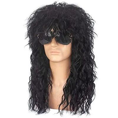 Costume Wig 80S Wigs Halloween Costumes Male Rock Wig Long Culry Punk Heavy Meta • $33.71