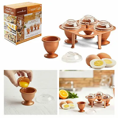 5pc Set Copper Egg Poacher Maker Non-Stick Cup Boiler Saucepan Cookware With Lid • $10.02