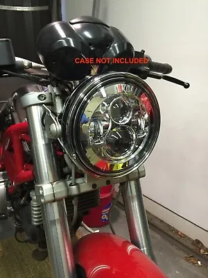 Motorbike Cafe Racer LED Headlight 40W Chrome 7″ Inch DOT E Approved UK EU US • £54.82