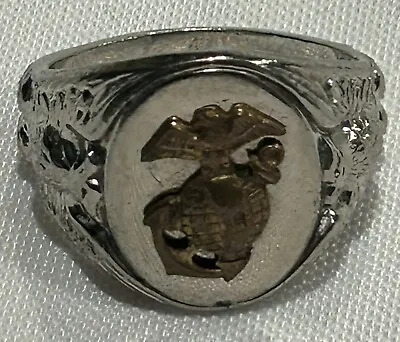 Vintage Sterling Silver Rhodium Ring🇺🇸WWII US Army Marine Corps World War 2 🦅 • $200