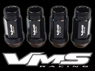 Vms Racing 16pc 48mm Premium Extended Wheel Aluminum Lug Nuts 12x1.5 Black Bk5 • $49.99