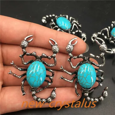 2pc Blue Green Turquoise Scorpion Brooch Quartz Crystal Skull Scorpion Pendant • $11.90