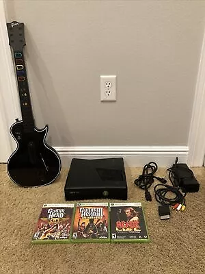 Xbox 360 S Console 250GB + Guitar Hero Bundle + Les Paul + Games. Tested!! • $335