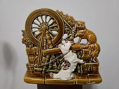Vintage McCoy Pottery Spinning Wheel With Scotty Dog And Cat Planter • $29.99