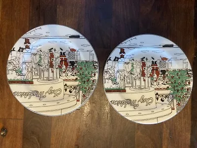 2 Epoch Le Restaurant Christmas Holiday  E120 Salad Plates  (Chez Madeleine) • $27