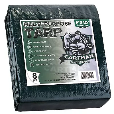 CARTMAN Finished Size 8x10 Feet Waterproof Heavy Duty Poly Tarp 8 Mil Thick ... • $15.18