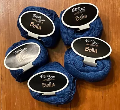 Elann Yarn / BELLA Cotton Merino Blend / Blue - Lot Of 5 • $32.99