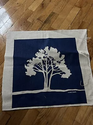 Vintage Marushka Oak  Maple Tree  Blue Screen Print Linen Canvas Unframed • $59.98