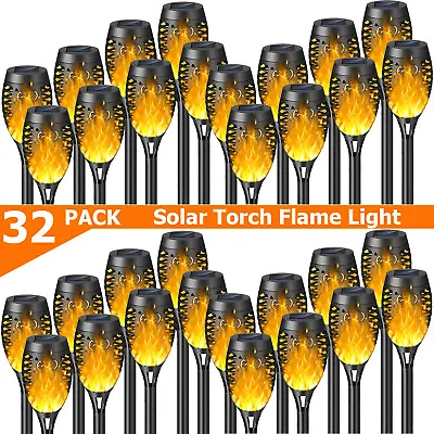 32Pack Outdoor Solar Torch Dancing Flame Light Garden Flickering Lamp Waterproof • $81.95