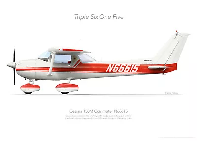 CESSNA 150M N66615 2021 - A3+ Profile Print • $42