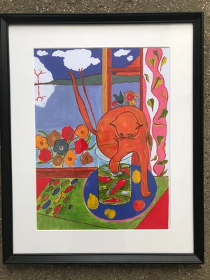 £120 • Buy Acrylic Tribute To Matisse Cat Framed Wall Art Print