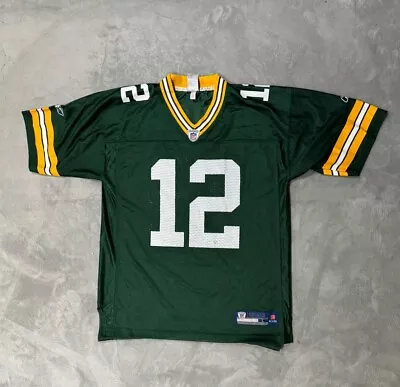 Green Bay Packers Aaron Rodgers #12 Reebok On Field Green Jersey Men’s Sz Large • $24.99