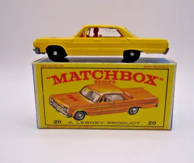 Vintage Matchbox #20C Chevrolet Impala Taxi W/ Red Interior. Mint In E-box • $59.95