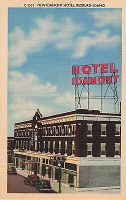 Rexburg Idaho Postcard New Idamont Hotel ID Classic Cars Linen C 1940s    K2 • $5.99