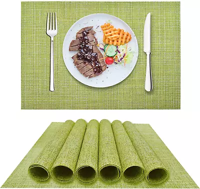 Placemat Set Of 6Woven PlacematsOutdoor/Indoor PlacematsVinyl/Plastic Placema • $20.45