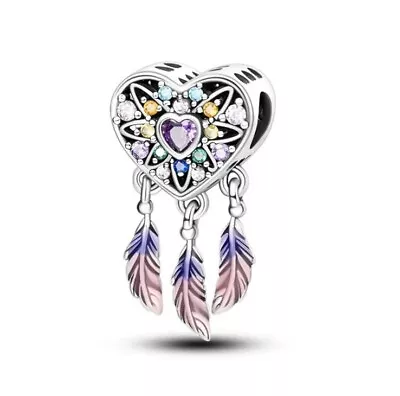 S925 Sterling Silver Charm Dream Catcher Heart Pink Edition 💫 • £12.99