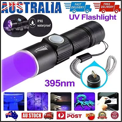 UV Rechargeable LED Flashlight 395 Nm Inspection Lamp Torch USB Blacklight Light • $12.21