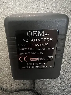 OEM AC ADAPTER Model No: AA-181AD  Output: 18V  1A • £9.99