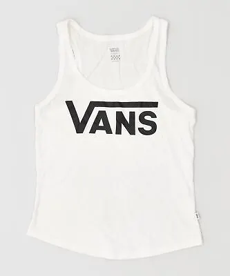 VANS Womens Graphic Vest Top UK 6 XS White Cotton CS09 • £6.64