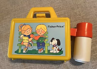 Vintage Fisher Price Fun With Food Lunch Box With Thermos 1990 Yellow Plastic • $16