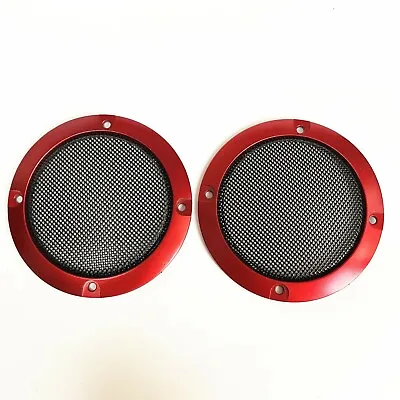 2Pc 3  Speaker Cover Red ABS Frame Black Metal Mesh For Car Audio DJ PA Speaker • $8.99
