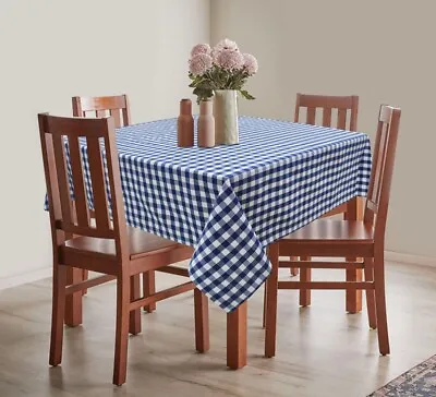 Cotton Gingham Check Blue 4 Seater Table Cloth 140x140 CM Brand New. • £13.50