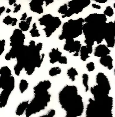 Black Fresian Cow Print Fluffy Faux Fur Fabric 150cm Wide Sold By Metre/yard • £1.99