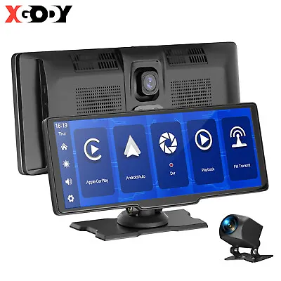 $168 • Buy XGODY 10.26  Dash Cam Front Rear Wireless CarPlay Android Auto Dual Car Recorder