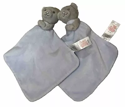 F&F Tesco 2X Grey Blue Bear Comforter Soft Baby Blanket Doudou Blankie • £8