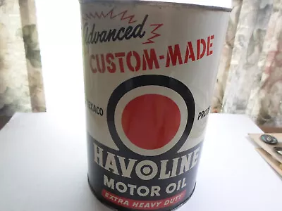 NICE Vintage TEXACO HAVOLINE Motor OIL CAN Metal 5 Quart Empty  Service Station • $125
