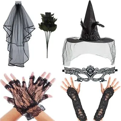 Halloween Corpse Bride Gothic Glove Witch Veil Fancy Dress Day Of The Dead Party • £4.49