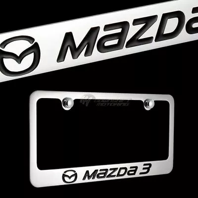 Mazda Mazda3 Chrome Plated Brass License Plate Frame With 2 Chrome Cap AUTHENTIC • $29.95