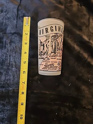 Vintage Virginia Glass Souvenir Map Travel Frosted 4 3/4” Tumbler MCM Yellow • $9.99