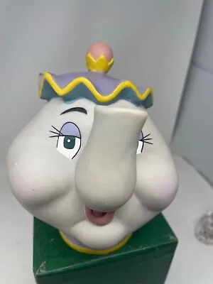 Disney Beauty And The Beast Mrs. Potts Grey Plastic Teapot Piggy Bank W/ Handle • $20