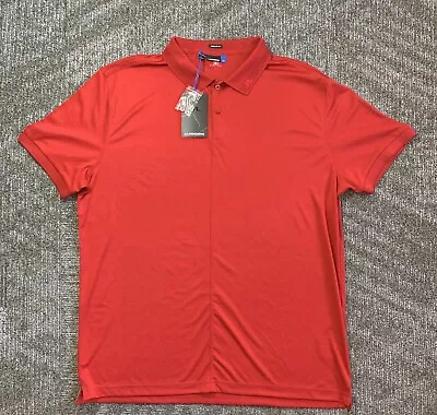 J Lindeberg Polo Men’s 2XL Red  Bridge Regular Lightweight Golf Shirt  Stretch • $51.50